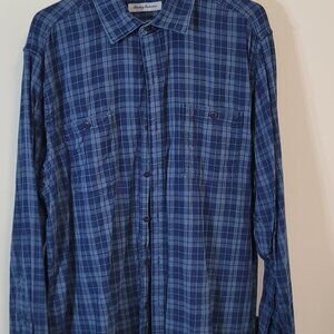 Tommy Bahama Men's XL Blue Long Sleeve Button Down Shirt Cotton Blend